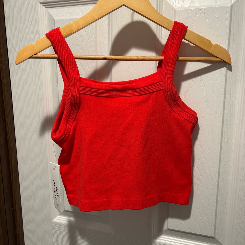 Attifall Red Ribbed Cropped Tank Top Size XS/S NWT